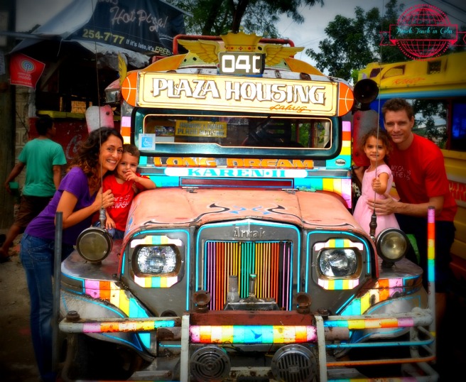 This is us! Our Dream Team by the jeepney, the traditional Filipino bus.